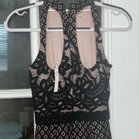 ASOS floral lace halter bodycon midi pencil black dress w/ high neckline size 6 - Picture 9 of 16